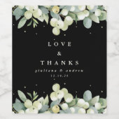 Étiquette Pour Bouteilles De Vin Black Snowberry+Eucalyptus Mariage d'hiver (Étiquettes simples)