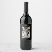 Étiquette Pour Bouteilles De Vin Black Sophisticate Flourish Chic Golden Initials (Devant)