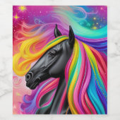 Étiquette Pour Bouteilles De Vin Black Stallion coloré Mane (Étiquettes simples)