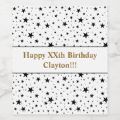 Étiquette Pour Bouteilles De Vin Black Stars Avec Message Anniversaire (Étiquettes simples)