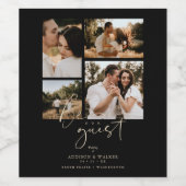 Étiquette Pour Bouteilles De Vin Black Trendy Collage Wedding 4 Photos (Étiquettes simples)