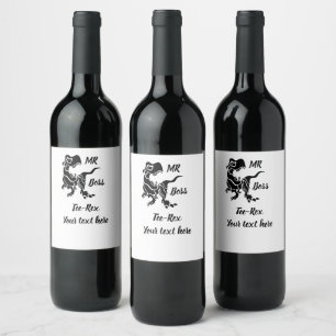 Étiquette Pour Bouteilles De Vin Black Trex le Boss Dino