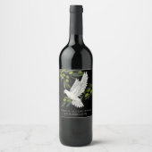 Étiquette Pour Bouteilles De Vin Black White Peace Dove and Olive Branches Custom (Devant)