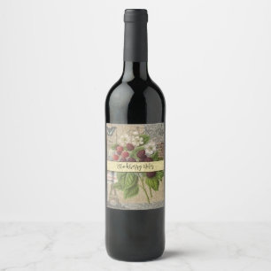 Étiquette Pour Bouteilles De Vin Blackberries Floral Garden Flower Papillon Art