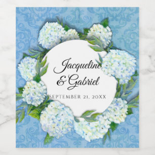 Étiquette Pour Bouteilles De Vin Blanc Hydrangea Floral Élégant Mariage Vintage