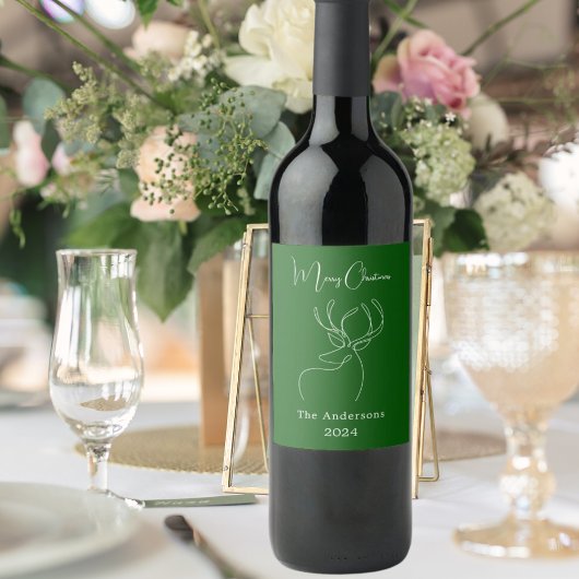 Étiquette Pour Bouteilles De Vin Blanc vert rennes abstraits Noël moderne