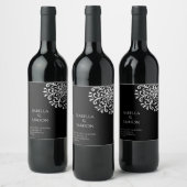 Étiquette Pour Bouteilles De Vin Blanc Whimsical sur Flouris Noir (Bouteilles)