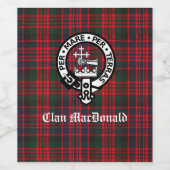 Étiquette Pour Bouteilles De Vin Blason du Clan MacDonald & Tartan Moderne (Étiquettes simples)