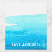 Étiquette Pour Bouteilles De Vin Bleu aquarelle abstraite bande (Étiquettes simples)