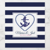 Étiquette Pour Bouteilles De Vin Bleu & Blanc Et Ancre (Étiquettes simples)