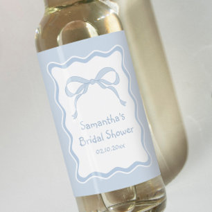 Étiquette Pour Bouteilles De Vin Bleu Bow Tying Fête des mariées de noeud