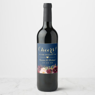 Étiquette Pour Bouteilles De Vin Bleu de la marine de Bourgogne Salutations Au Ma