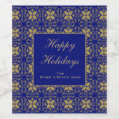 Étiquette Pour Bouteilles De Vin Bleu et or (Étiquettes simples)