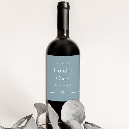 Étiquette Pour Bouteilles De Vin Bleu | Moderne Bow Simple minimum vacances Cheer