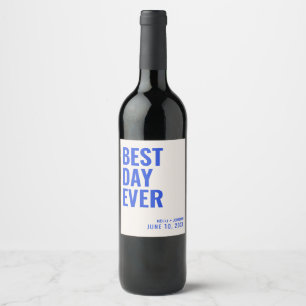 Étiquette Pour Bouteilles De Vin Bleu moderne Meilleur Jour Jamais Mariage Étiquett