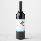 Étiquette Pour Bouteilles De Vin Bleu Oiseau de Bonheur Numéro de tableau Étiquette (Devant)