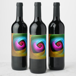 Étiquette Pour Bouteilles De Vin Bleu orange rose moderne Art Abstrait Motif #24