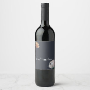 Étiquette Pour Bouteilles De Vin Bleu poussiéreux à fleur minime