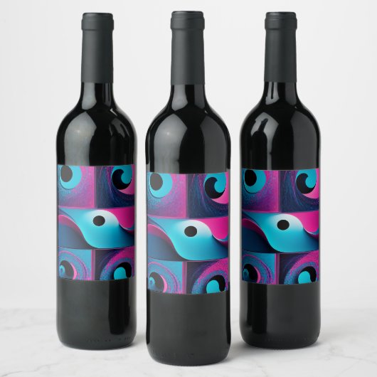 Étiquette Pour Bouteilles De Vin Bleu rose (Bouteilles)