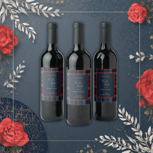 Étiquette Pour Bouteilles De Vin bleu rouge noir écossais celtique tartan motif