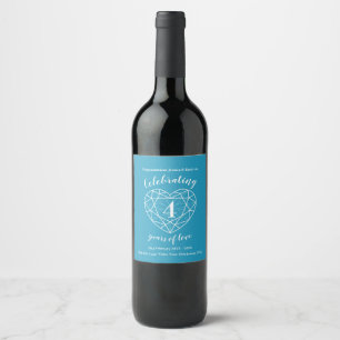 Étiquette Pour Bouteilles De Vin Bleu topaz anniversaire 4 ans d'amour vin étiquett