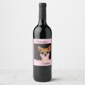 Étiquette Pour Bouteilles De Vin Bling Chihuahua (Devant)
