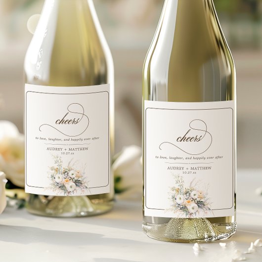 Étiquette Pour Bouteilles De Vin Blooms blancs rustiques bravo Mariage