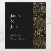 Étiquette Pour Bouteilles De Vin Blooms dorés (Étiquettes simples)