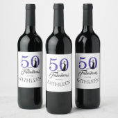 Étiquette Pour Bouteilles De Vin Blue 50 et fabuleux fête d'anniversaire Nom person (Bouteilles)