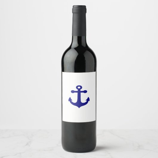 Étiquette Pour Bouteilles De Vin Blue anchor nautical  (Devant)