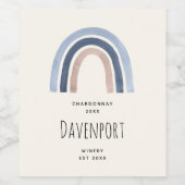 Étiquette Pour Bouteilles De Vin Blue and Peach Rainbow Boho Design Vin Making (Étiquettes simples)