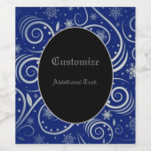 Étiquette Pour Bouteilles De Vin Blue Arctic Swirl Personnalisé (Étiquettes simples)