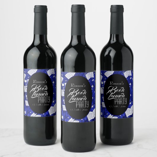 Étiquette Pour Bouteilles De Vin Blue Book Launch Party (Bouteilles)