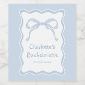 Étiquette Pour Bouteilles De Vin Blue Bow Bachelorte (Étiquettes simples)