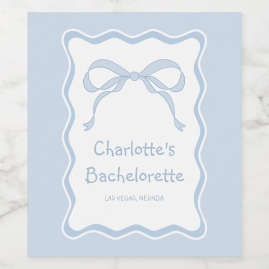 Étiquette Pour Bouteilles De Vin Blue Bow Bachelorte (Étiquettes simples)