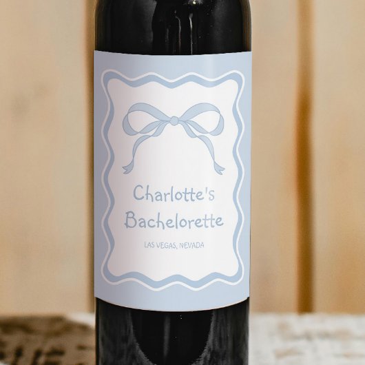 Étiquette Pour Bouteilles De Vin Blue Bow Bachelorte
