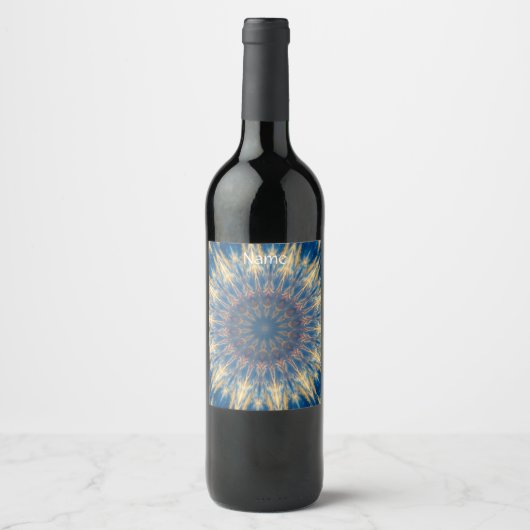 Étiquette Pour Bouteilles De Vin Blue Chakra Kaleidoscope Thunder_Cove (Devant)