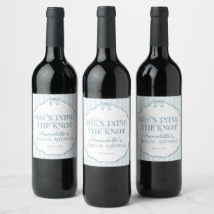 Étiquette Pour Bouteilles De Vin Blue Coquette Bow Pastel Fête des mariées Favorise