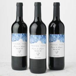 Étiquette Pour Bouteilles De Vin Blue Floral Personal Mariage Étiquette de vin