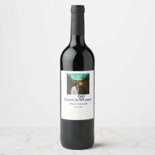 Étiquette Pour Bouteilles De Vin Blue g bow salue à 40 ans mariage
