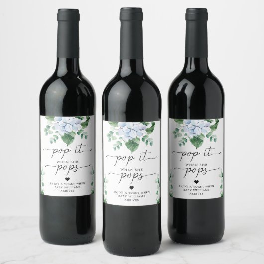 Étiquette Pour Bouteilles De Vin Blue Hydrangea Pop It When She Pops Favoriser Tag (Bouteilles)