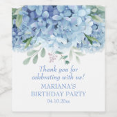 Étiquette Pour Bouteilles De Vin Blue Hydrangeas aquarelle Floral Anniversaire (Étiquettes simples)
