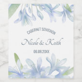Étiquette Pour Bouteilles De Vin Blue Lilies Mariage aquarelle (Étiquettes simples)