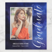 Étiquette Pour Bouteilles De Vin Blue Nebula Space Stylish Modern Photo Graduation (Étiquettes simples)