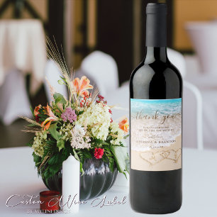 Étiquette Pour Bouteilles De Vin Blue Ocean Waves Plage tropicale Mariage