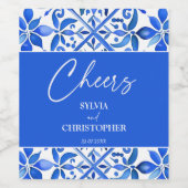 Étiquette Pour Bouteilles De Vin Blue Talavera Espagne tuiles mariage (Étiquettes simples)