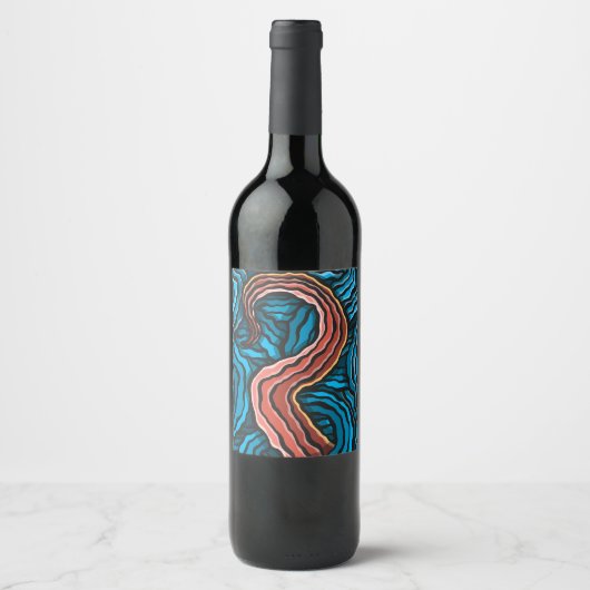 Étiquette Pour Bouteilles De Vin Blue Tentacle (Devant)
