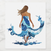 Étiquette Pour Bouteilles De Vin Blue Waves Ocean Girl (Étiquettes simples)