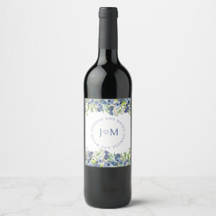 Étiquette Pour Bouteilles De Vin Blueberry marié marié monogramme vin mariage étiqu