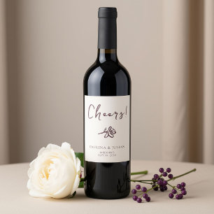 Étiquette Pour Bouteilles De Vin Blush Blanc & Bourgogne Fleurs Retour de Mariage